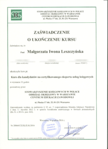 Zaświadczenie o ukończeniu szkolenia